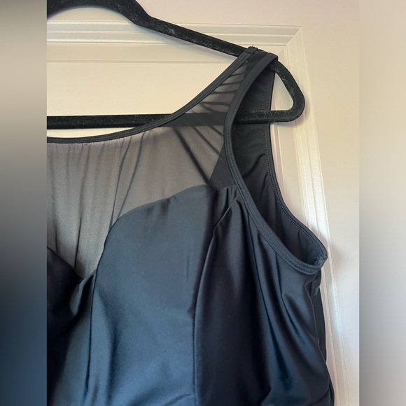 Torrid Wireless Mesh High Neck One Piece Swimsuit Black - Picture 3 of 8